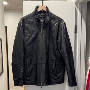 John Varvatos Black Leather Jacket